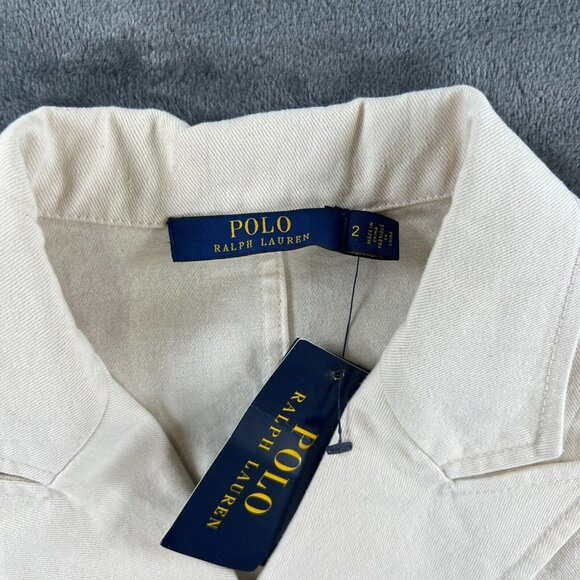 NEW Polo Ralph Lauren White Cream Canvas Twill Nautical Military Blazer Women 2 - Picture 5 of 16